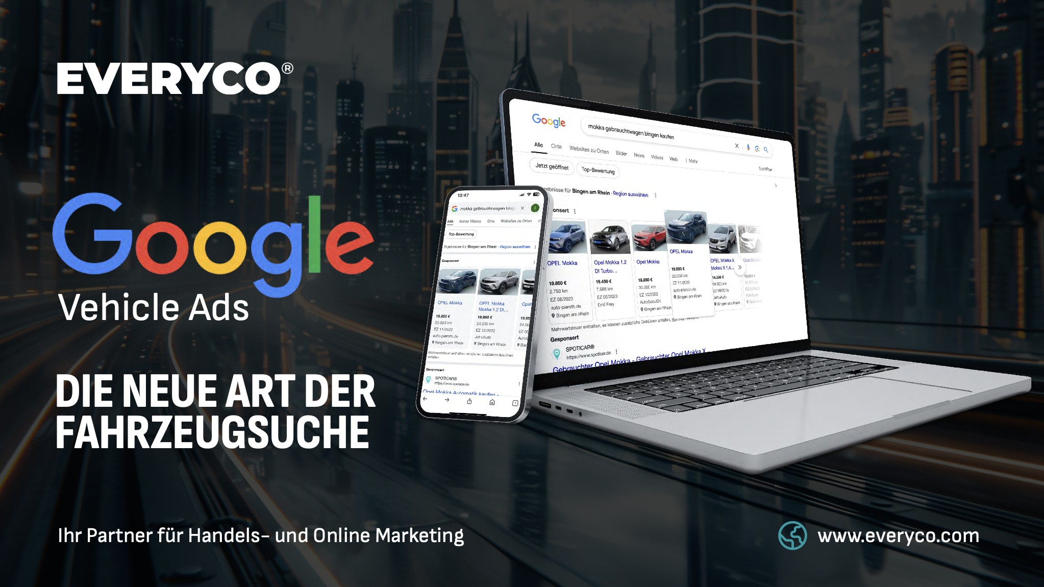 Beispiel einer Google Vehicle Ad mit Fahrzeugbild und Details